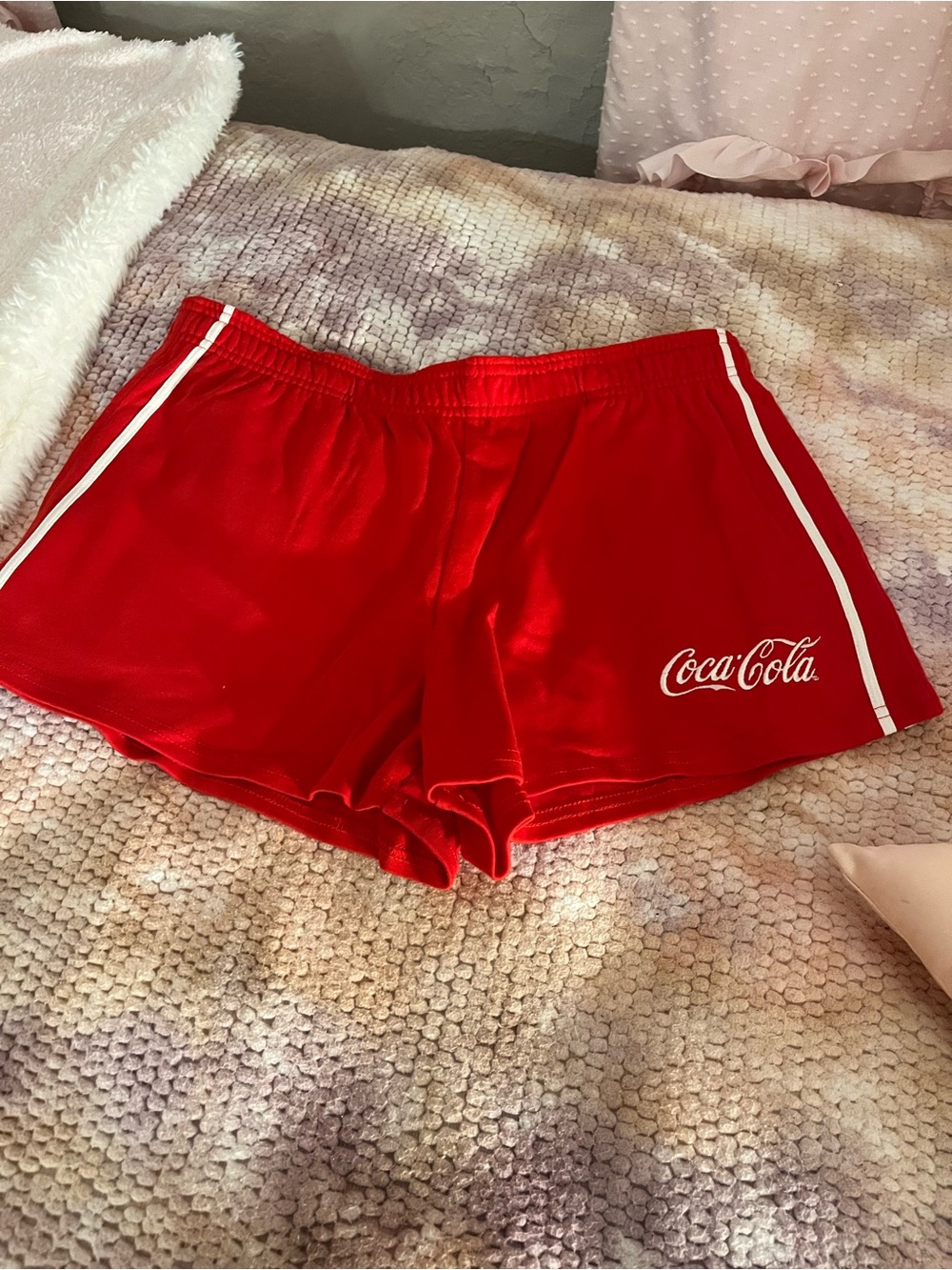 Forever 21 Red Athletic Shorts with White Side Stripes